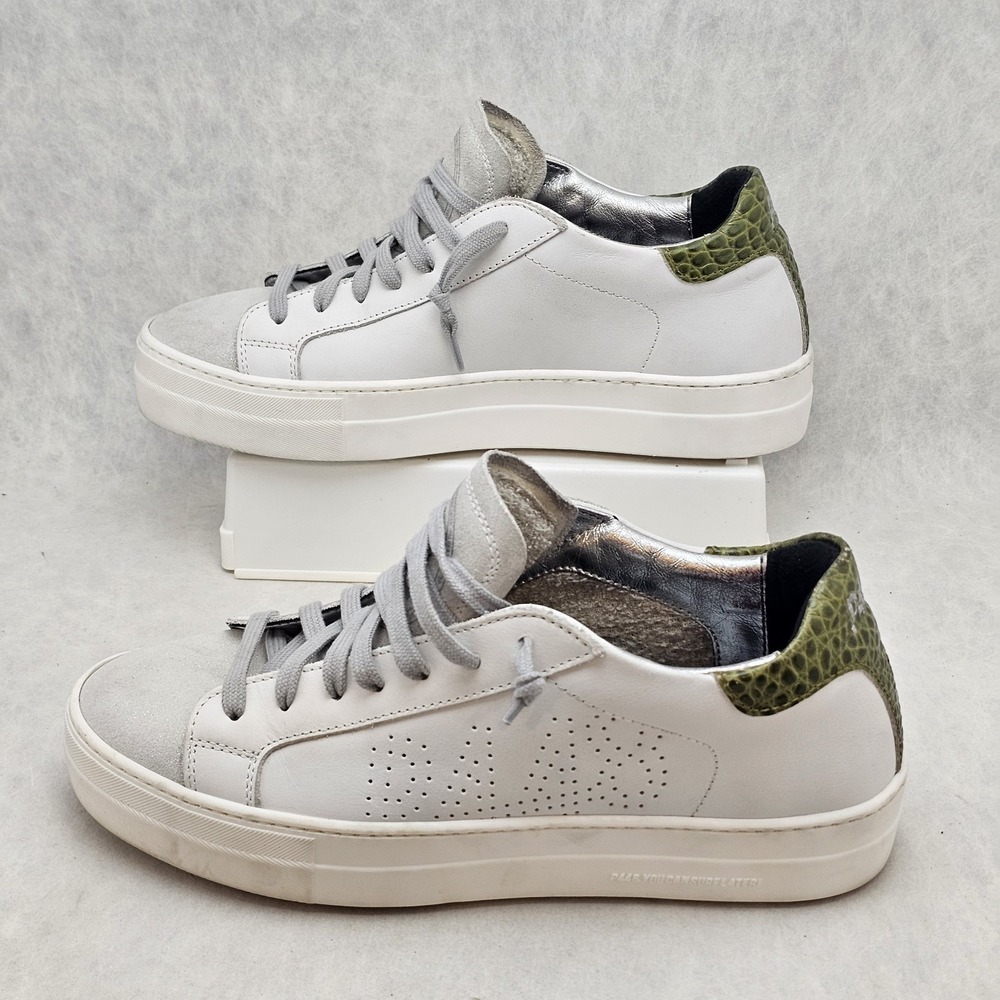 P448 Platform Leather Sneakers Shoes Women Sz 41  White Made in Italy